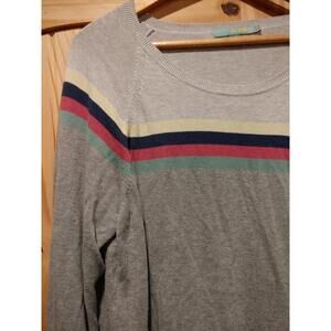 BODEN  Women's Long Sleeve Sweater Gray Stripe Knit Rainbow Jumper Size 14 Med
